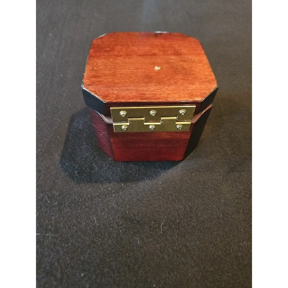 Howard Miller Polish Rosewood Desk Clock Hinge Top Box‎ Gold Metal Glass 645-392